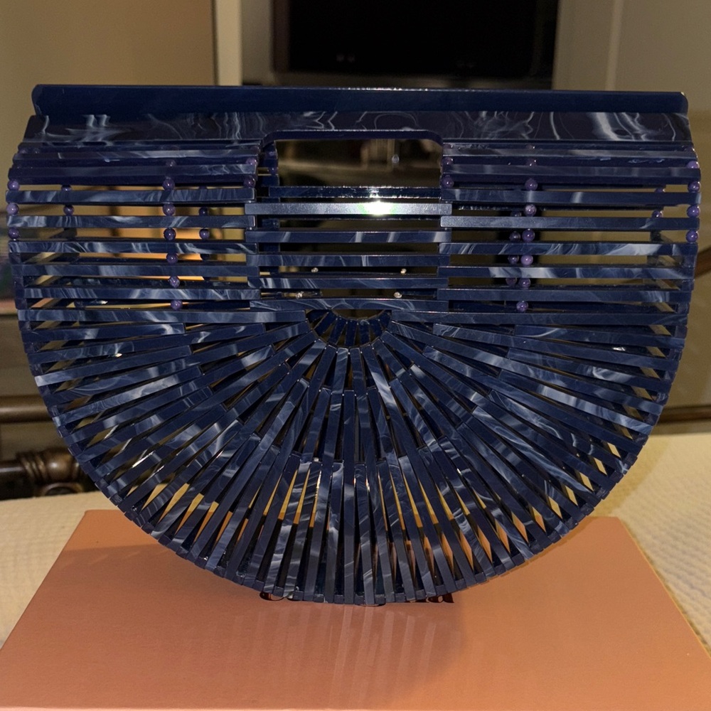Cult Gaia Navy Blue Acrylic Clutch